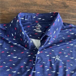 Rhoback Shark Print Polo Shirt XXL